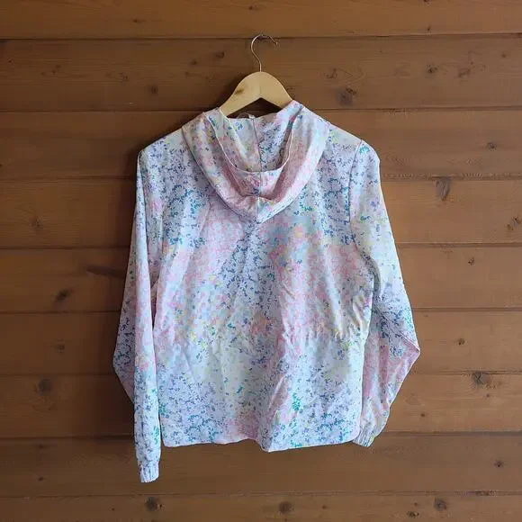 Fabletics Jacket Rosa Daisy Floral Pastel Rainbow Half Zip Hooded Athleisure Top - Picture 4 of 6